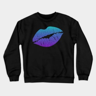 Purple Blue Ombre Faux Glitter Lips Crewneck Sweatshirt